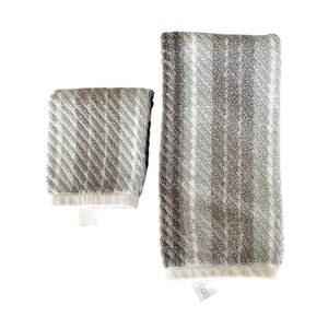 Bamboo Bathroom Hand Towels | One Hand Towels 1 Wash Cloth Striped Textured Gray